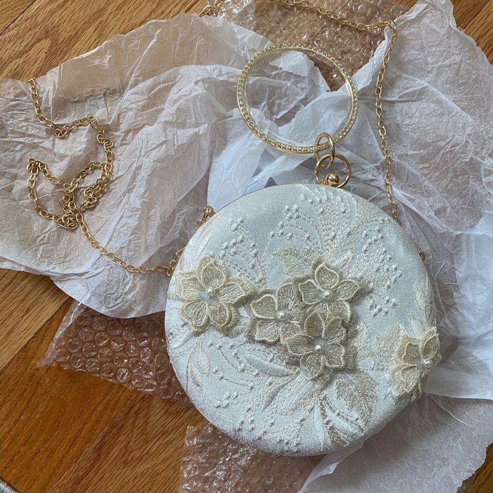 White floral clutch
